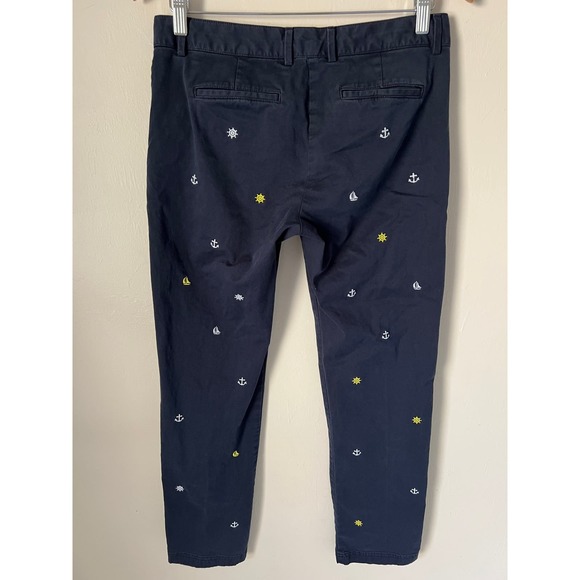 Brooks Brothers RED FLEECE Women's Navy Nautical Print Cotton Chino Pants Size 2 - Picture 3 of 6